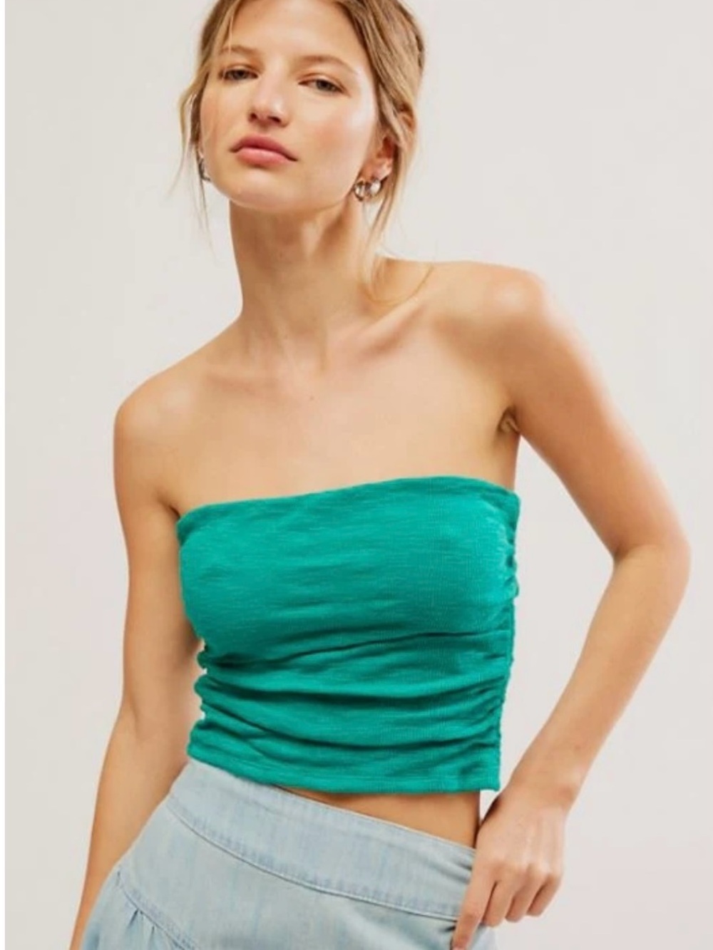 Free People Teal Boulevard Tube Top